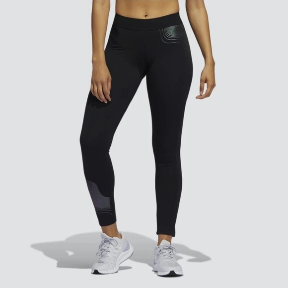 adidas Pants - NWT Adidas Holiday Shine Black Graphic Leggings Size Small